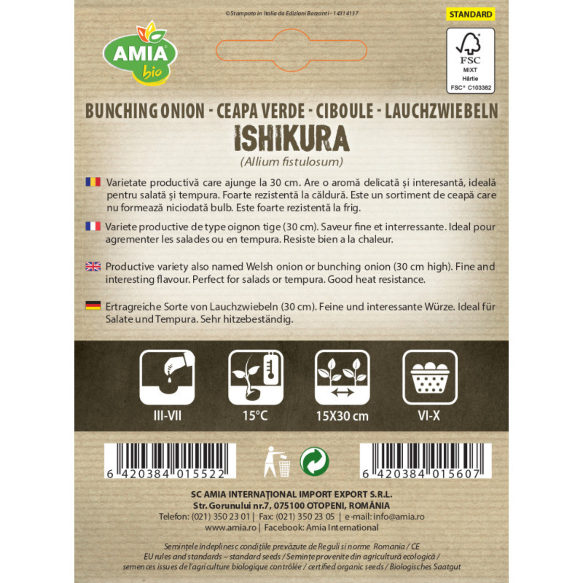 Seminte bio de ceapa verde Amia Blanc Ishikura, 1 g [1]