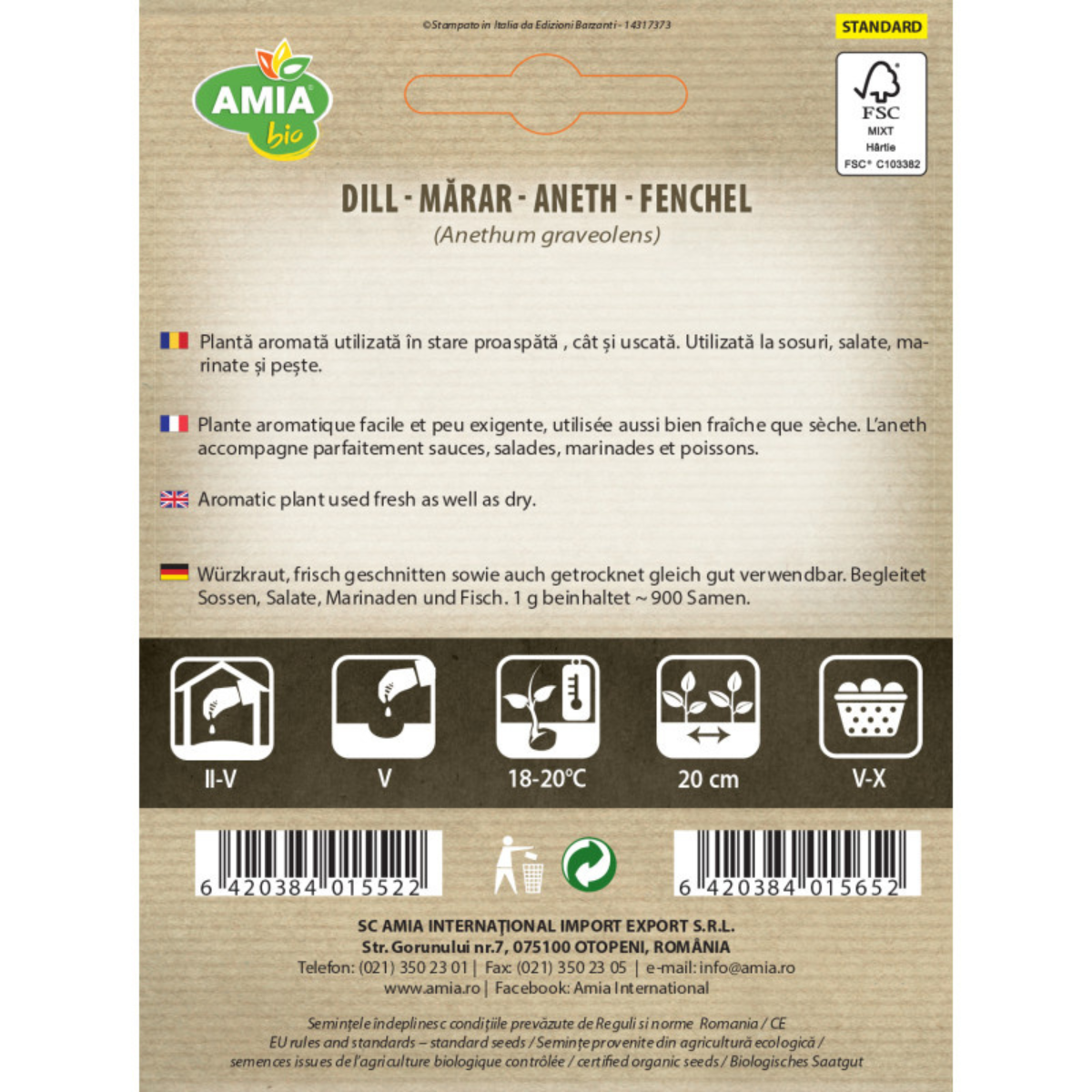 Seminte bio de marar Amia, 3 g [1]