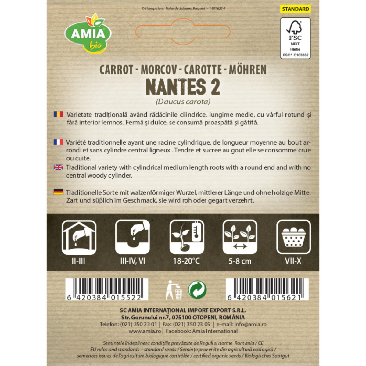 Seminte bio de morcov Nantes Amia, 1,7 g [1]