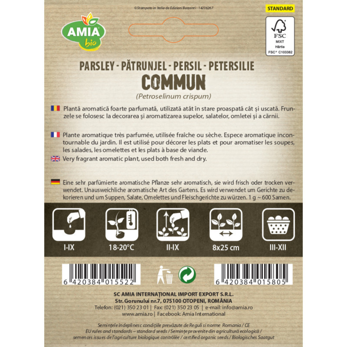 Seminte bio de patrunjel commun Amia, 2 g [1]