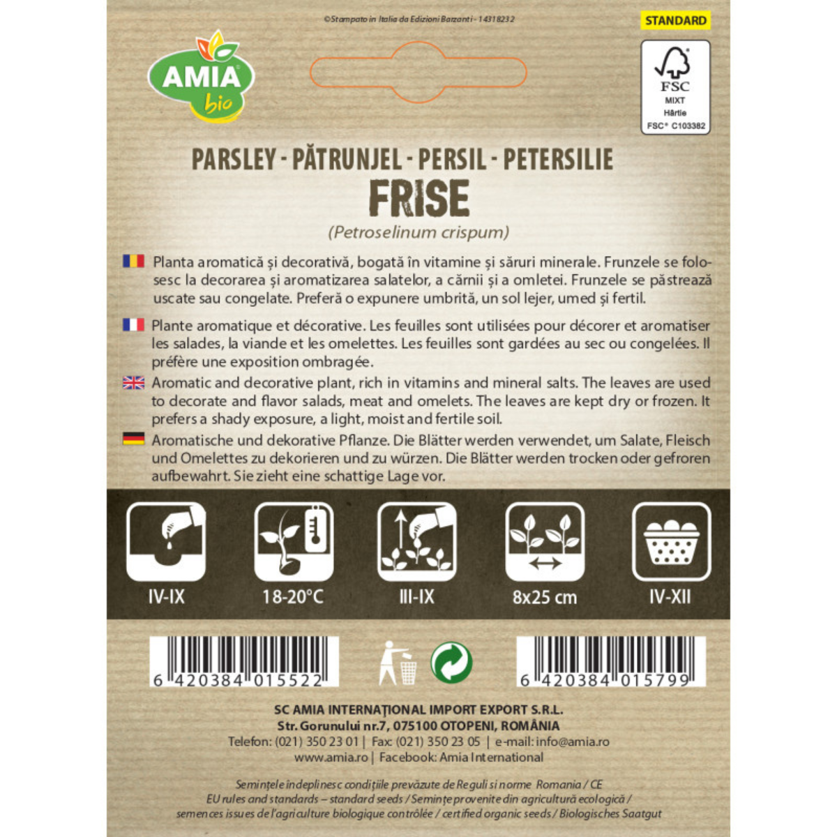 Seminte bio de patrunjel Frise Amia, 2 g [1]