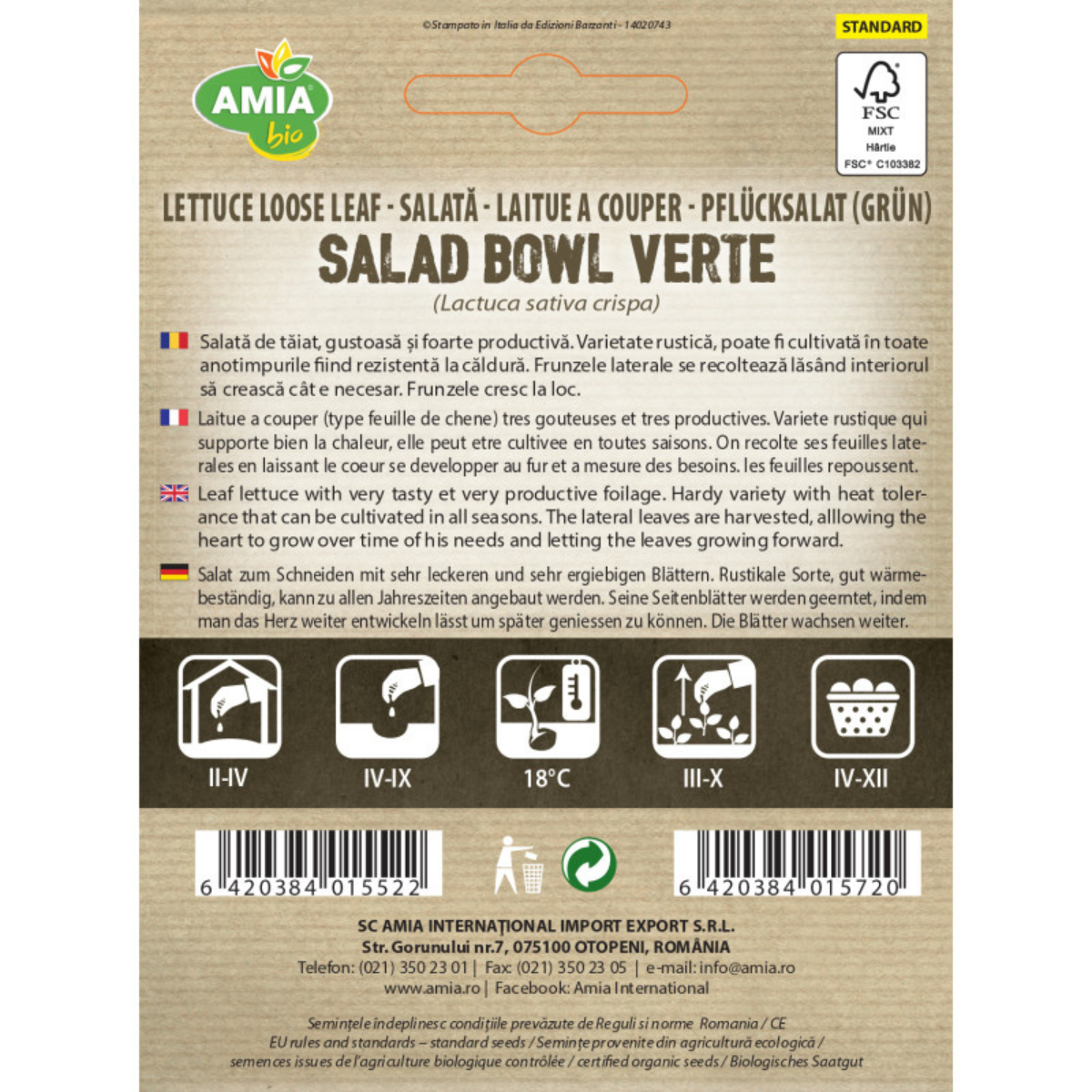 Seminte bio de salata Amia Verte Salad Bowl, 1 g [1]
