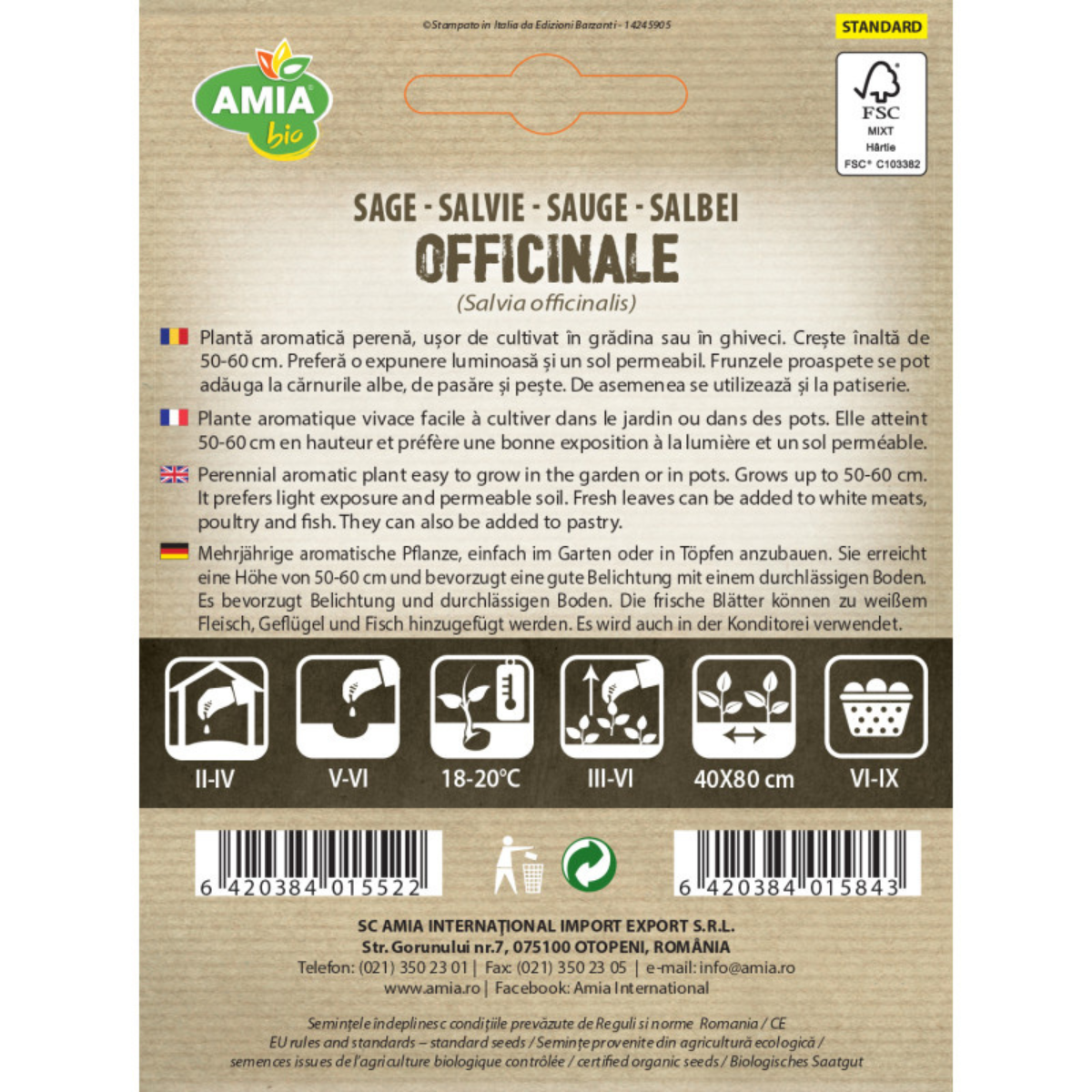 Seminte bio de salvia Officinale Amia, 1 g [1]