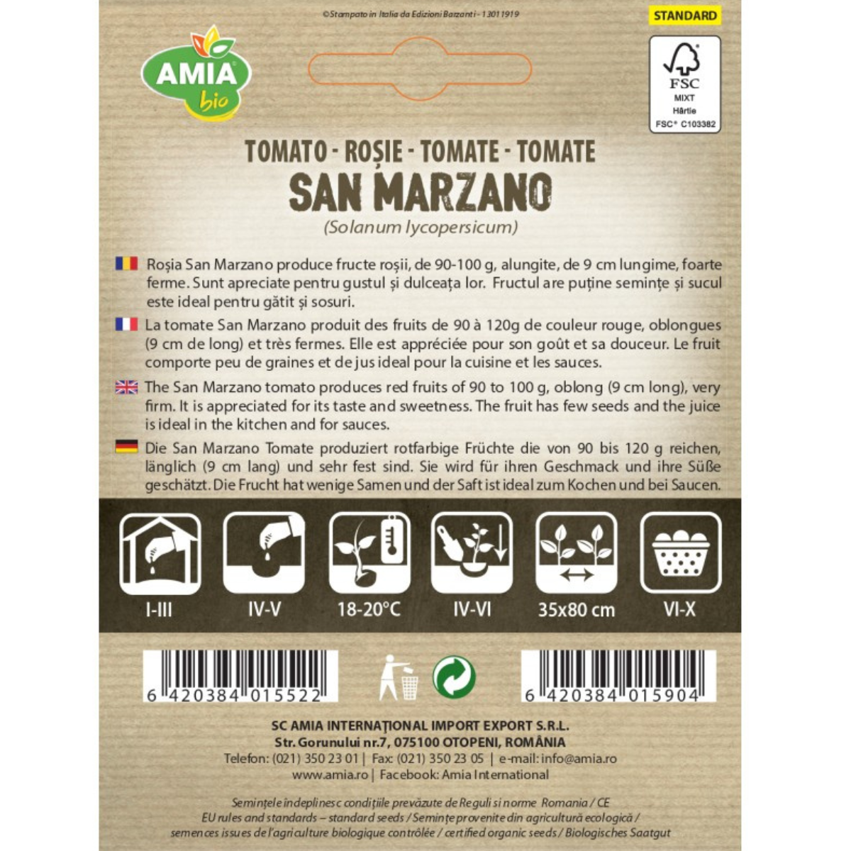 Seminte bio de tomate San Marzano Amia, 0,3 g [1]
