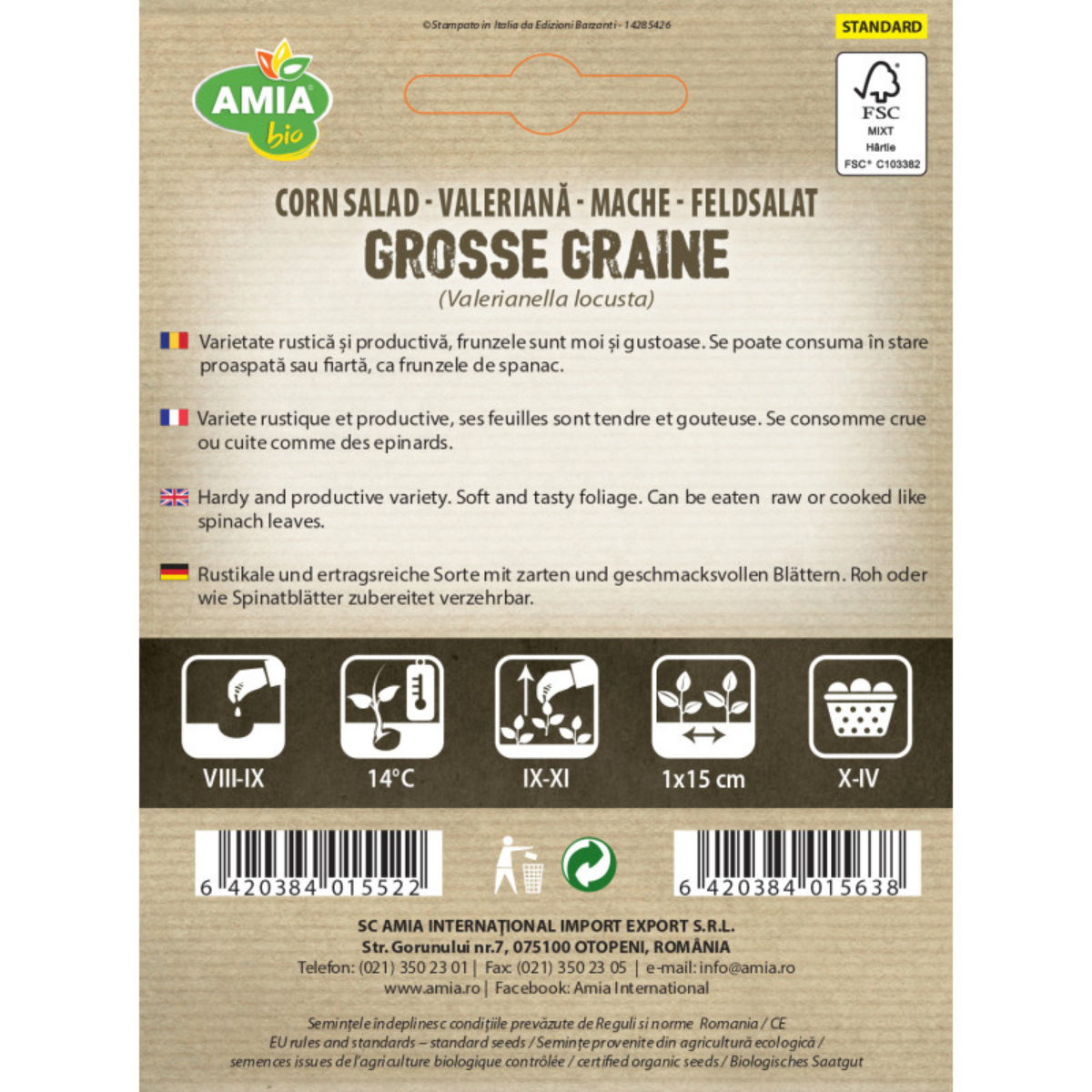 Seminte bio de valeriana Amia Grosse Graine, 2 g [1]