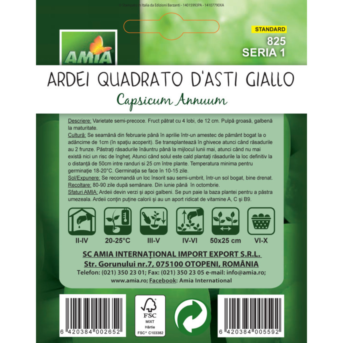 Seminte de ardei gras Quadrato d'Asti Giallo Amia, 1 g [1]