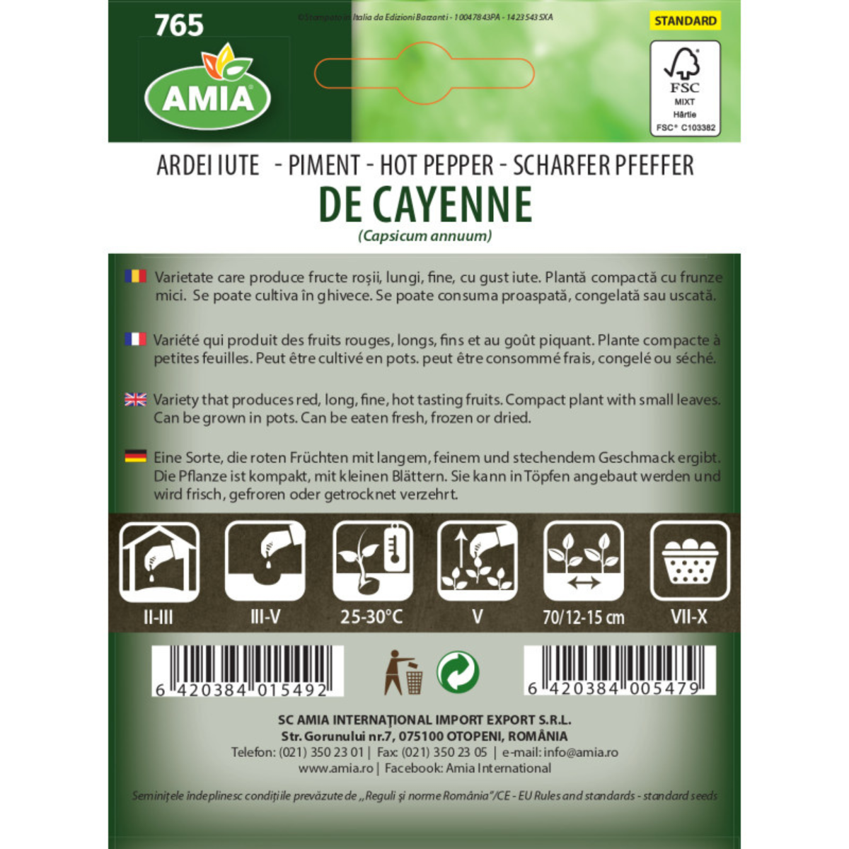 Seminte de ardei Iute De Cayenne Amia, 1 g [1]