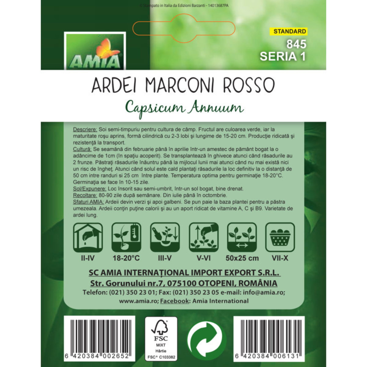 Seminte de ardei Marconi Rosso Amia, 2 g [1]