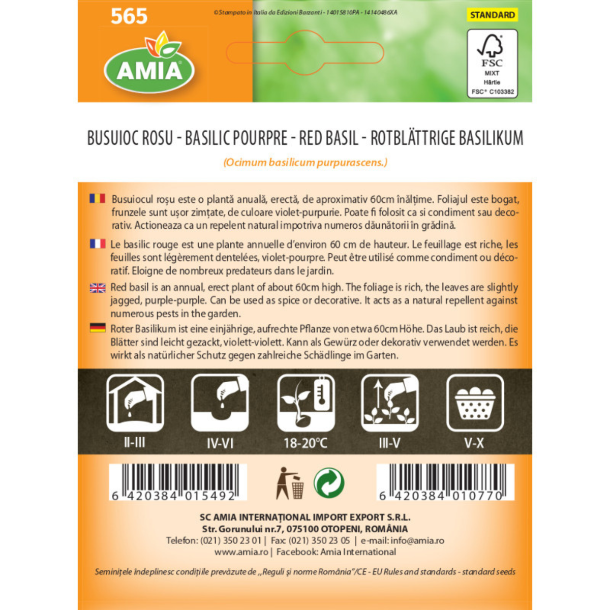 Seminte de busuioc rosu Amia, 0,8 g [1]