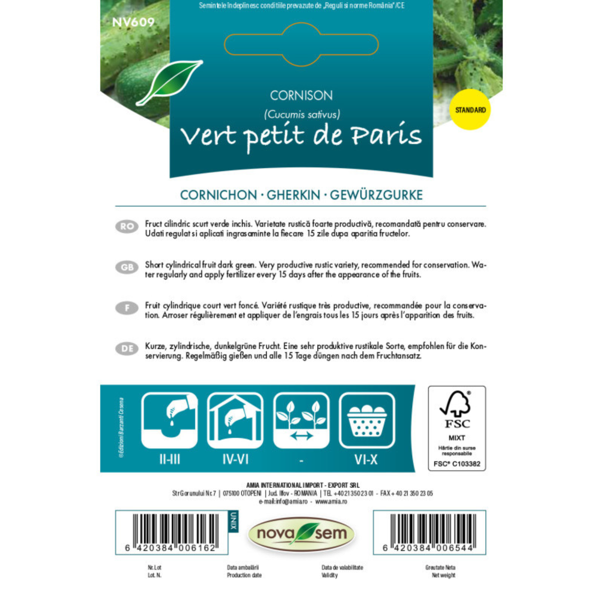 Seminte de castraveti cornison Vert petit de Paris Novasem, 1 g [1]