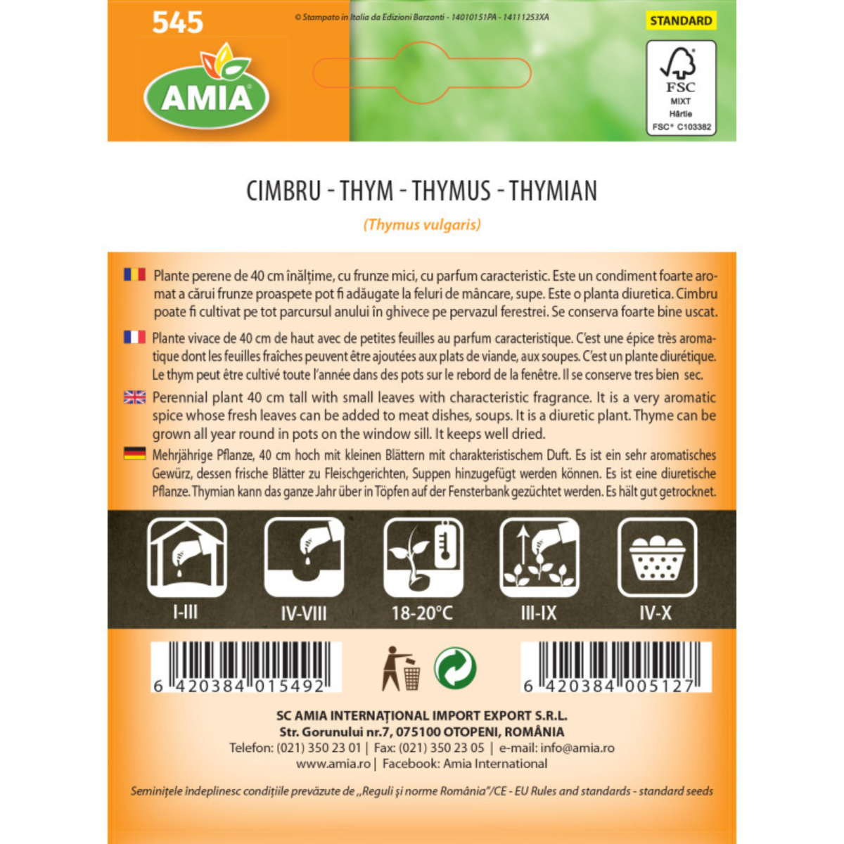 Seminte de cimbru Amia, 0,5 g [1]