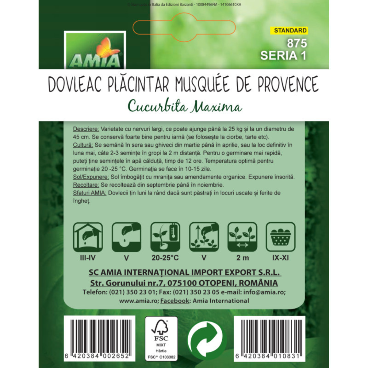 Seminte de dovleac placintar Musque de Provence Amia, 1,5 g [1]