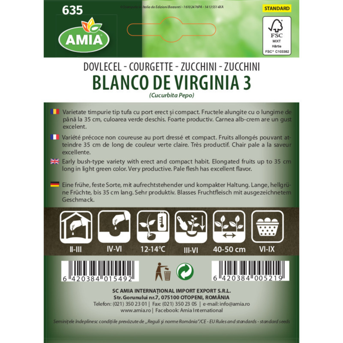 Seminte de dovlecel Amia Blanco de Verginia 3, 3 g [1]