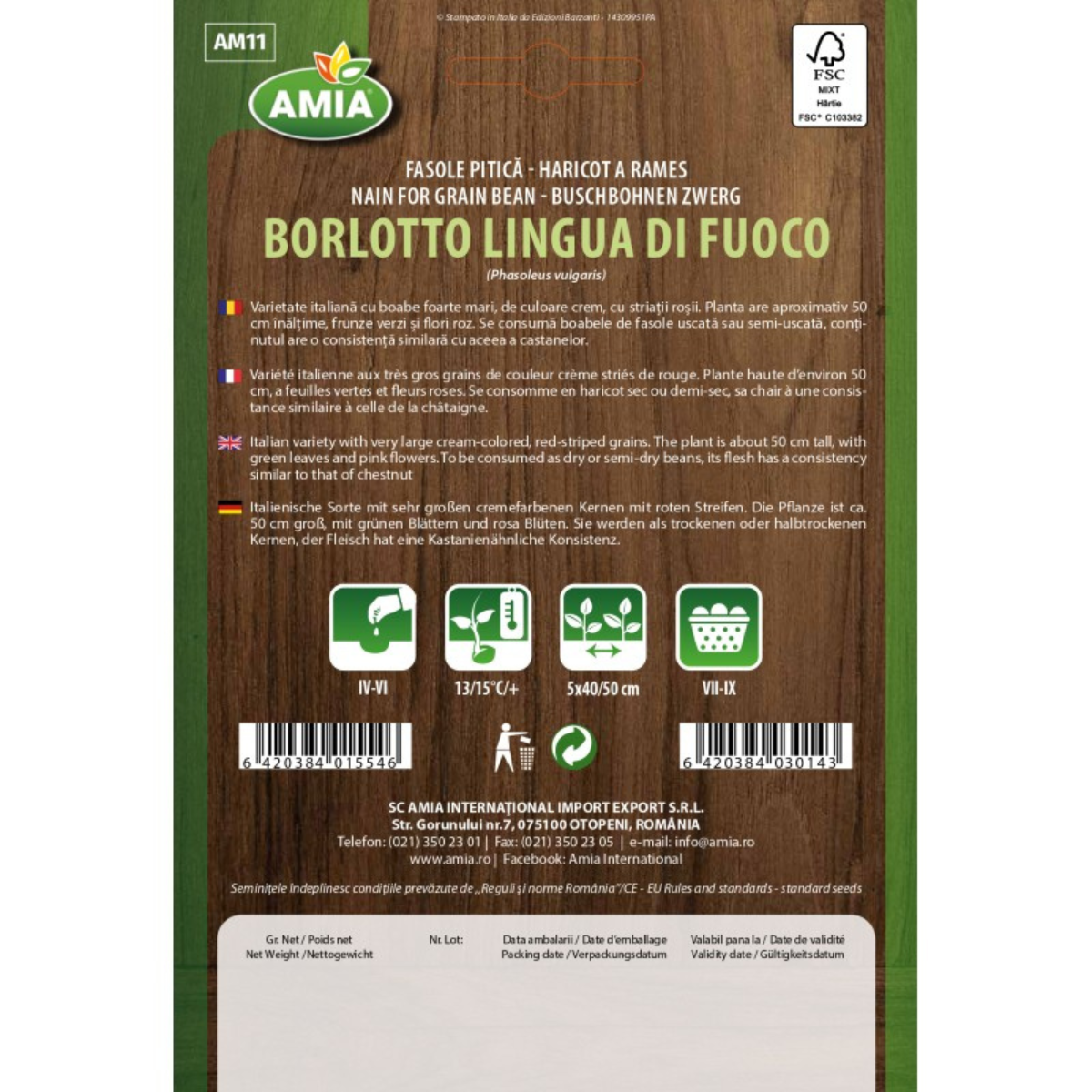 Seminte de fasole Amia Borlotto Lingua di fuoco, 40 g [1]