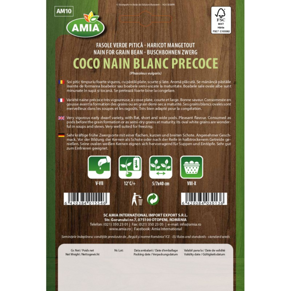 Seminte de fasole Amia Coco Nain Blanc Precoce, 40 g [1]