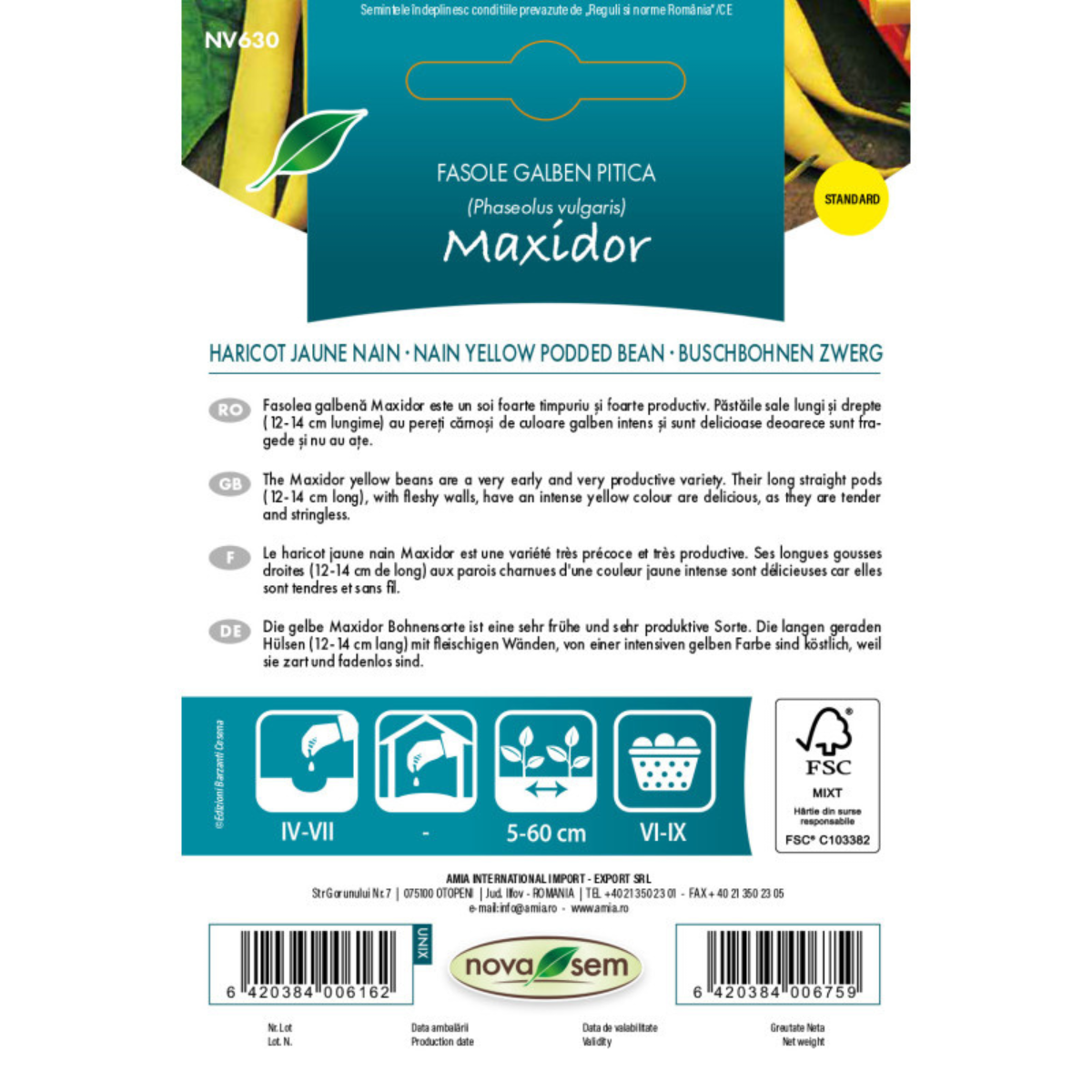 Seminte de fasole Maxidor Novasem, 7 g [1]