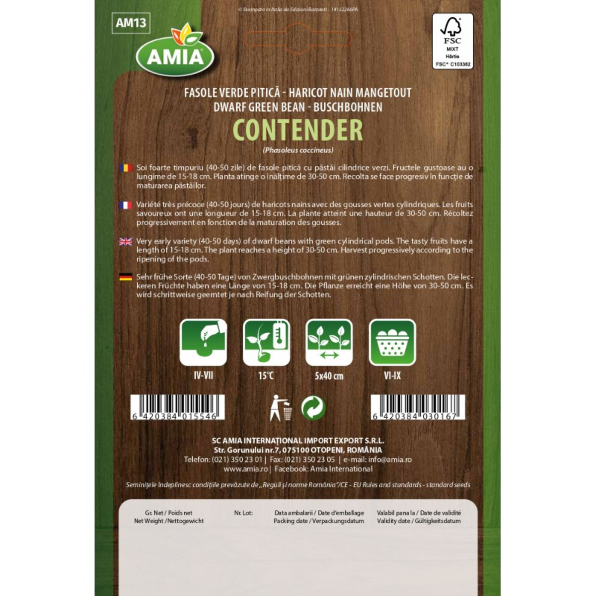 Seminte de fasole pitica Amia Contender, 40 g [1]