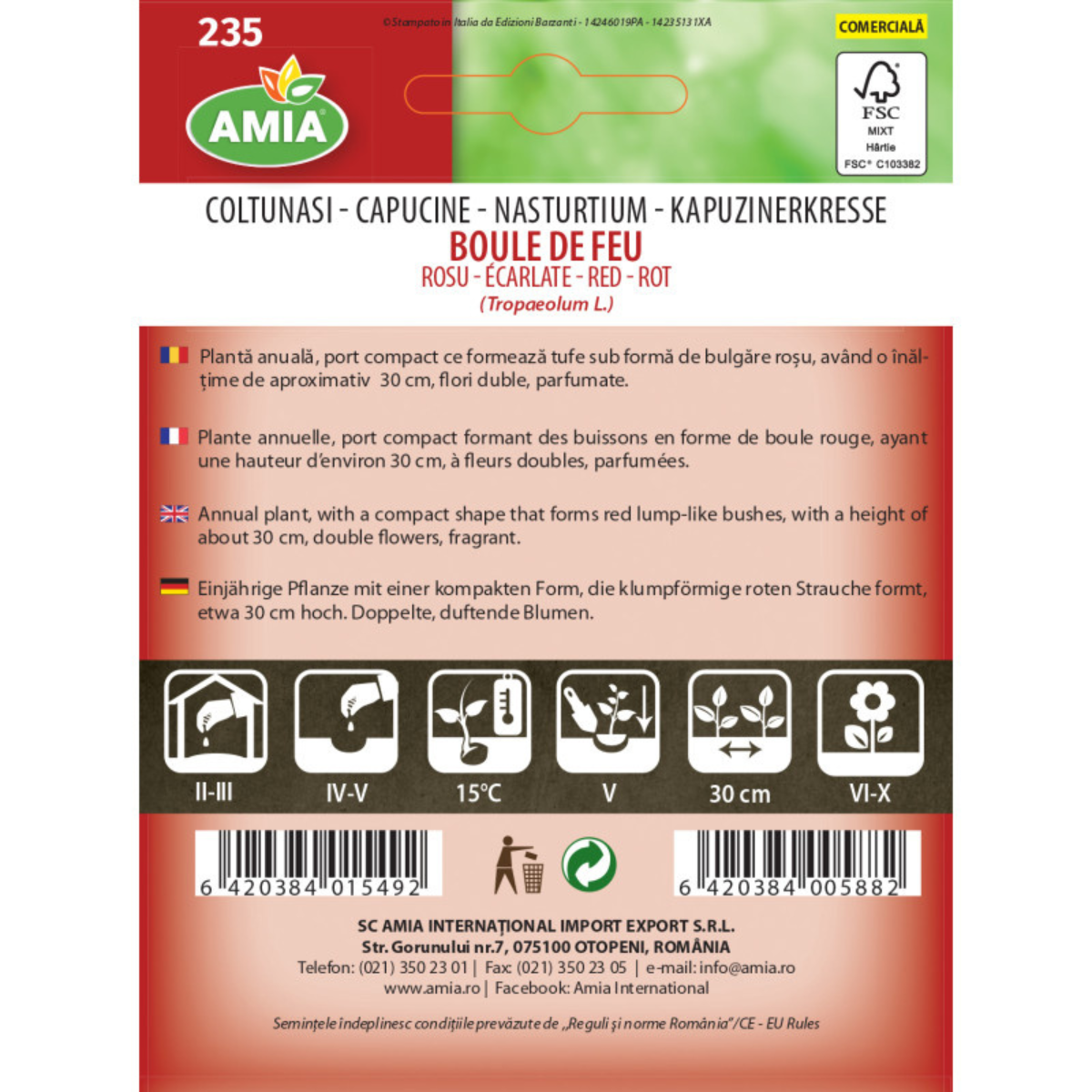 Seminte de flori Amia coltunasi Boule de feu rosu 1,5 g [1]