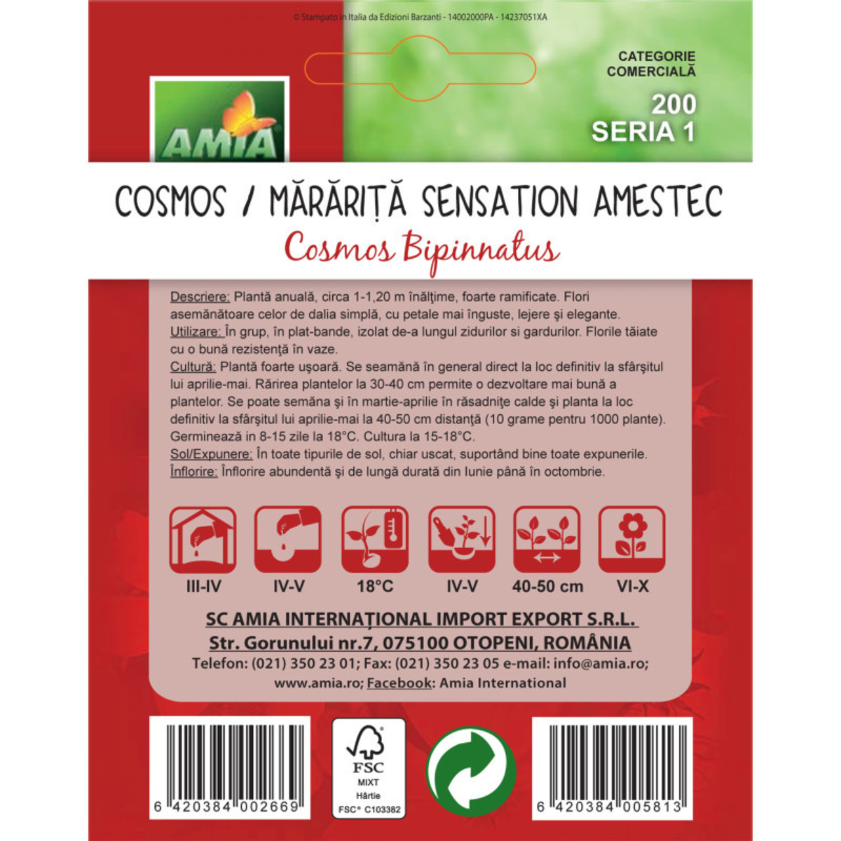 Seminte de flori Amia Cosmos Mararita sensation variata 2 g [1]