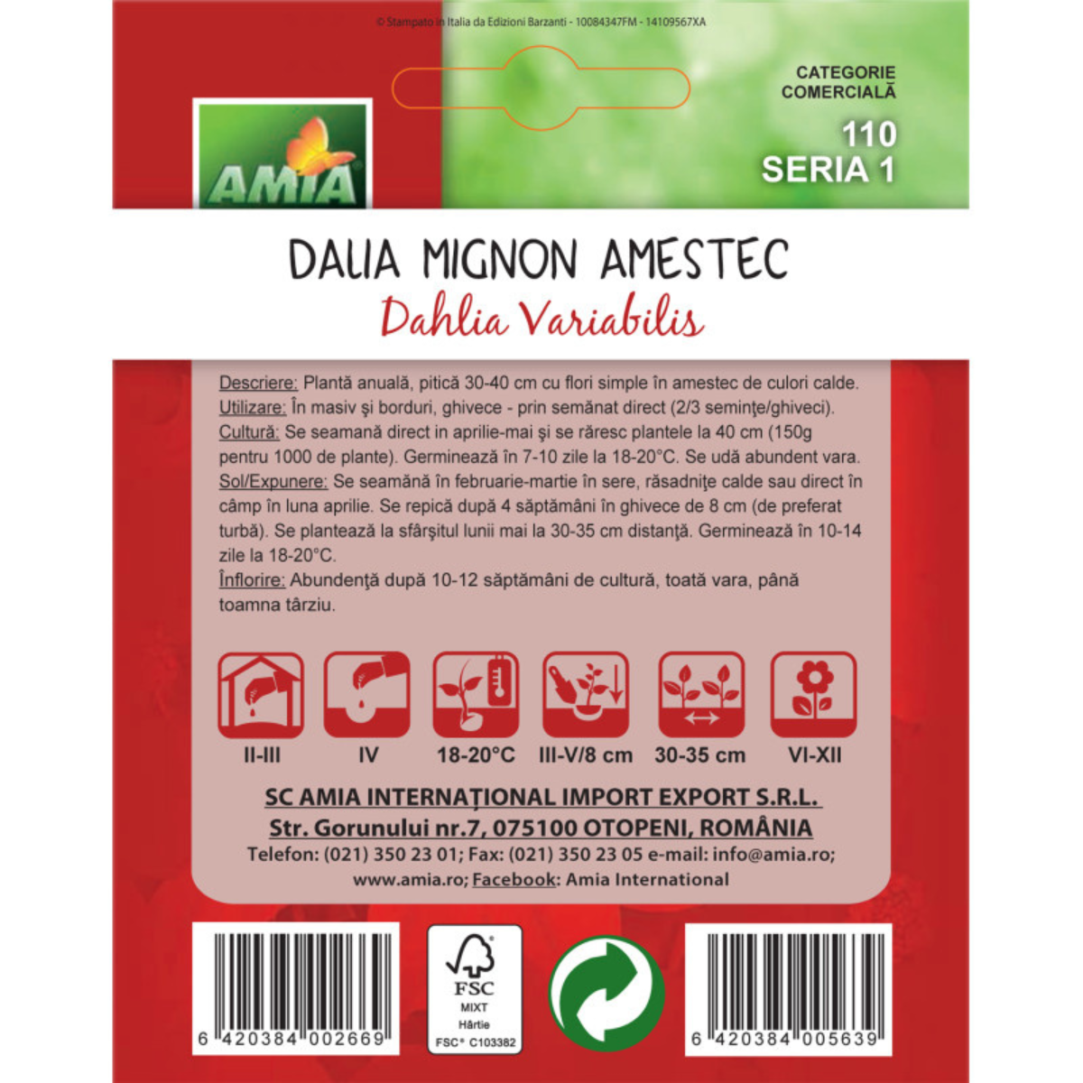 Seminte de flori Amia Dalhia mignon amestec culori 0,5 g [1]