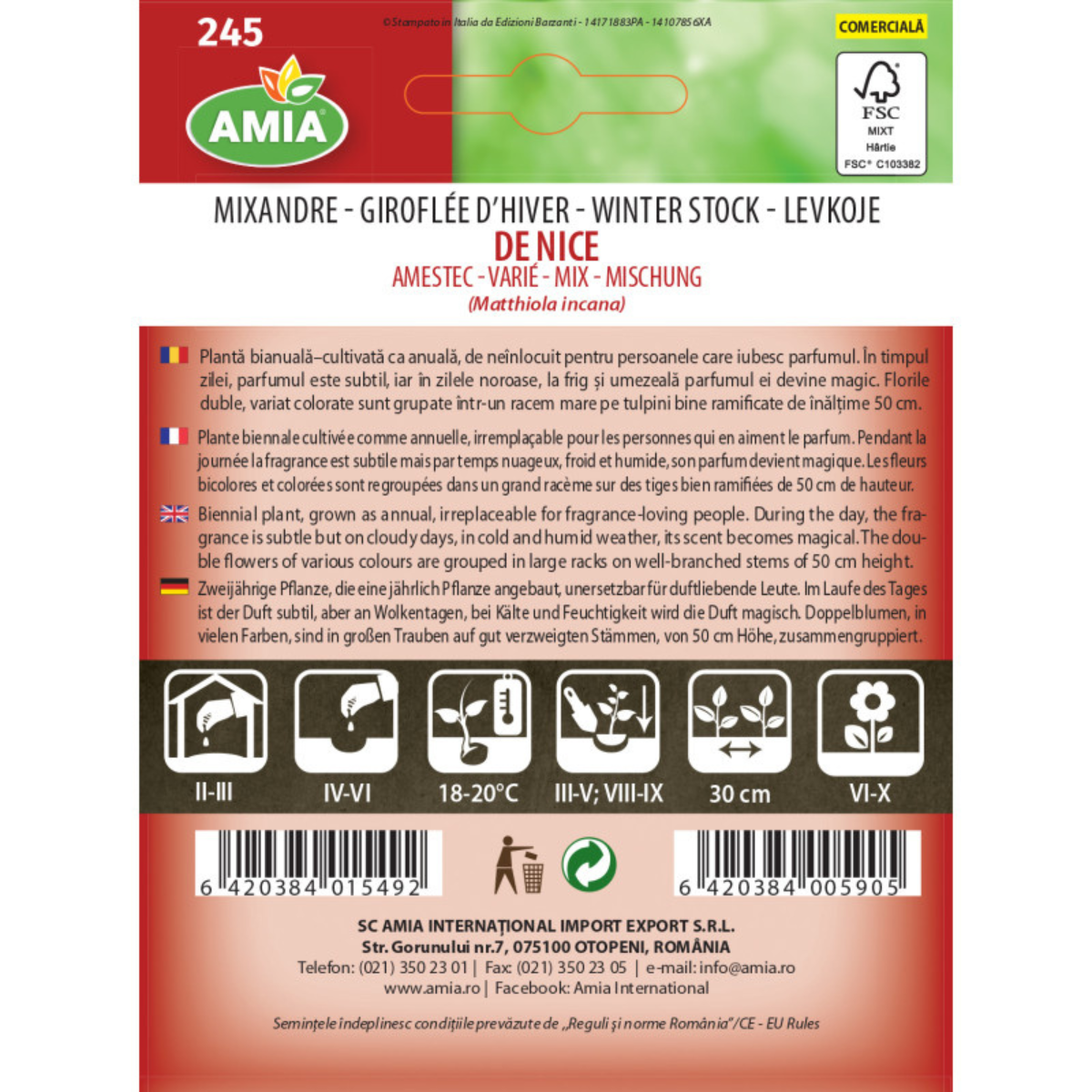 Seminte de flori Amia Mixandre d hiver de Nice amestec culori, 0,5 g [1]