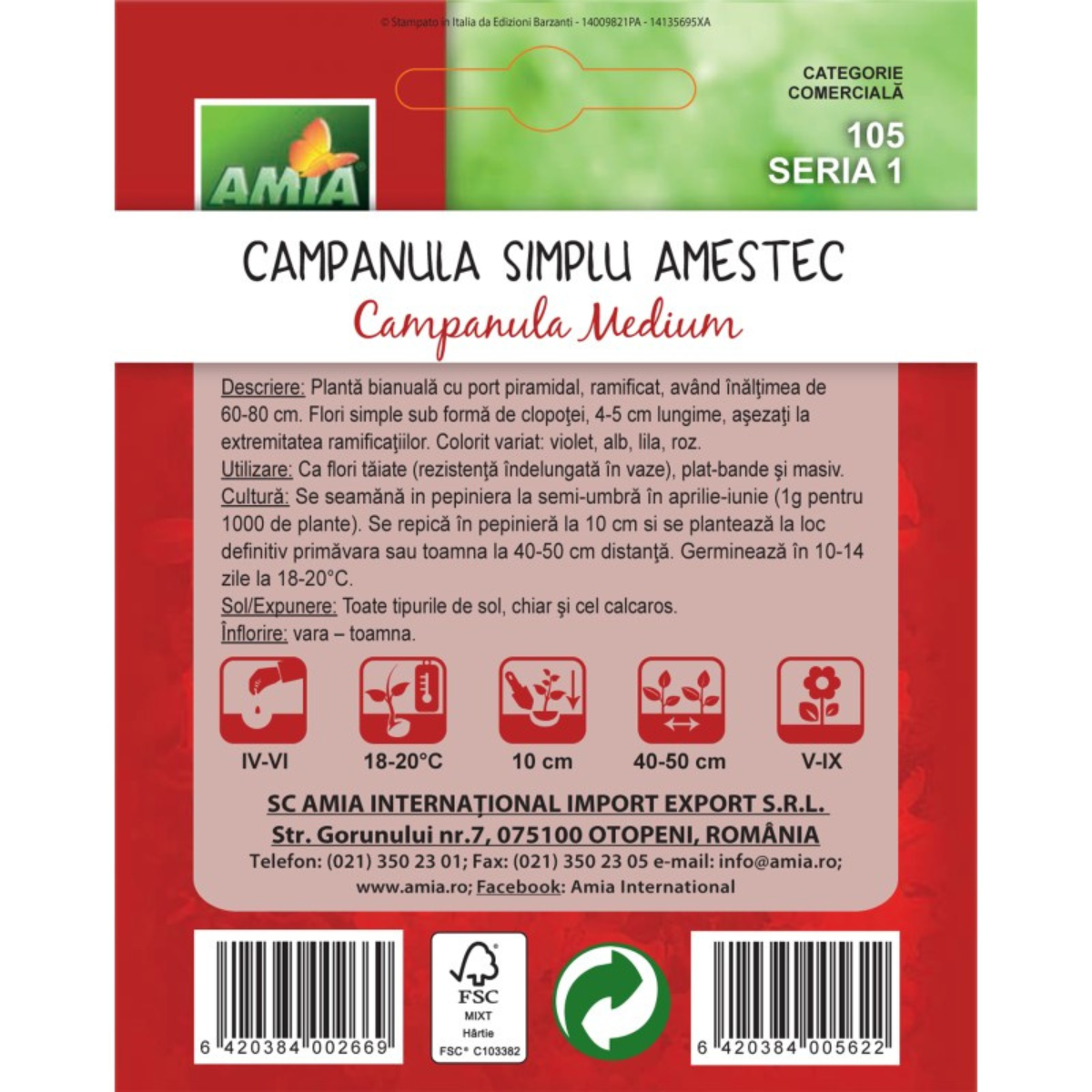 Seminte de flori Campanula simplu amestec culori, 0,6 g [1]
