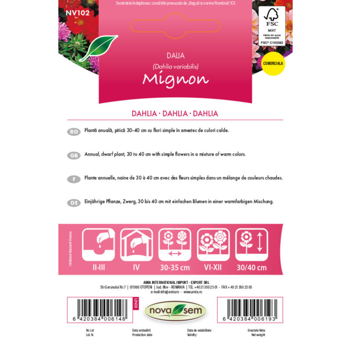 Seminte de flori dalia pitica amestec Novasem, 0,4 g [1]