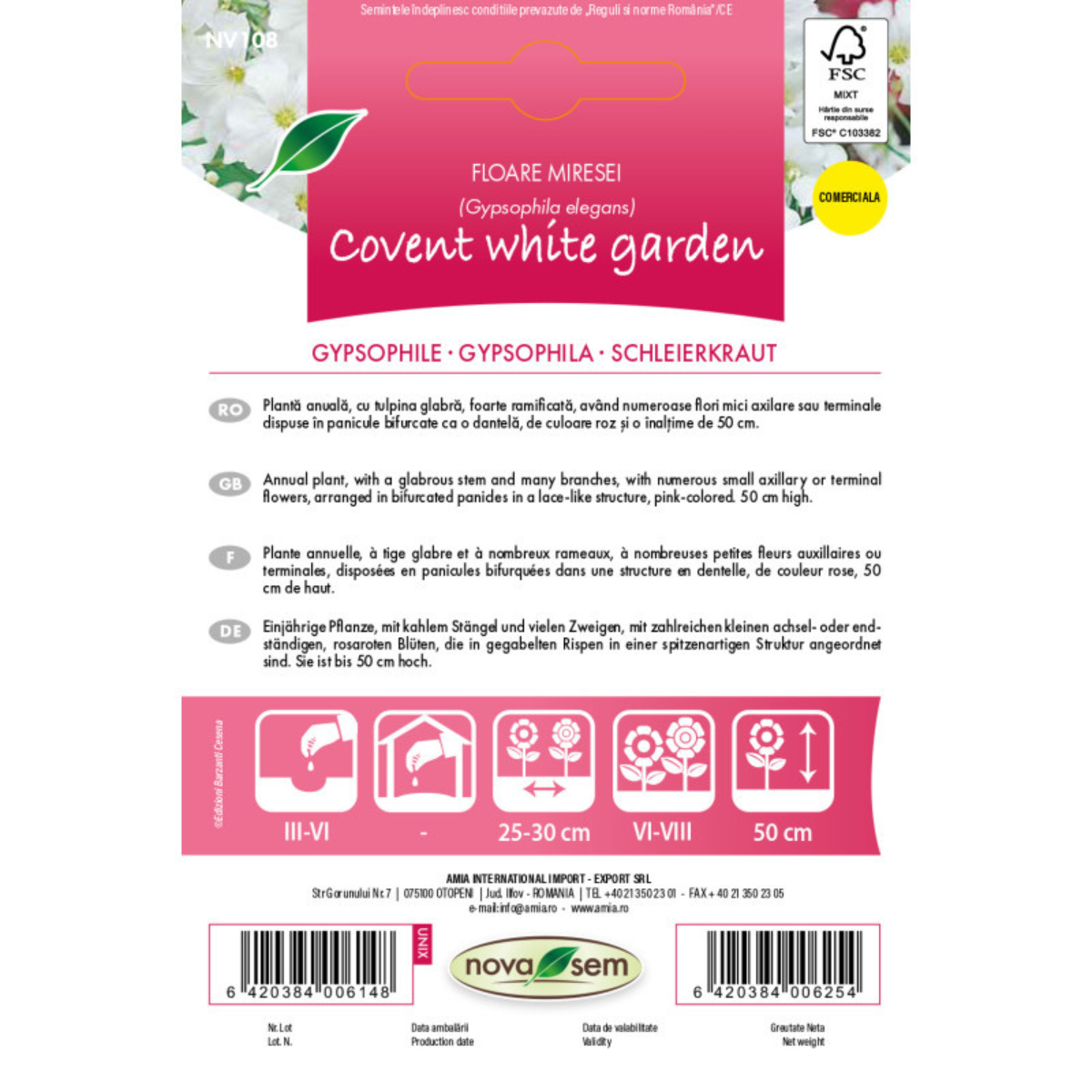 Seminte de flori floarea miresei de gradina alba Novasem, 1 g [1]