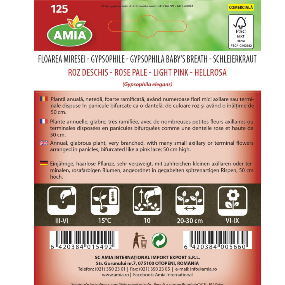 Seminte de flori Floarea Miresei roz deschis 1 gr Amia [1]