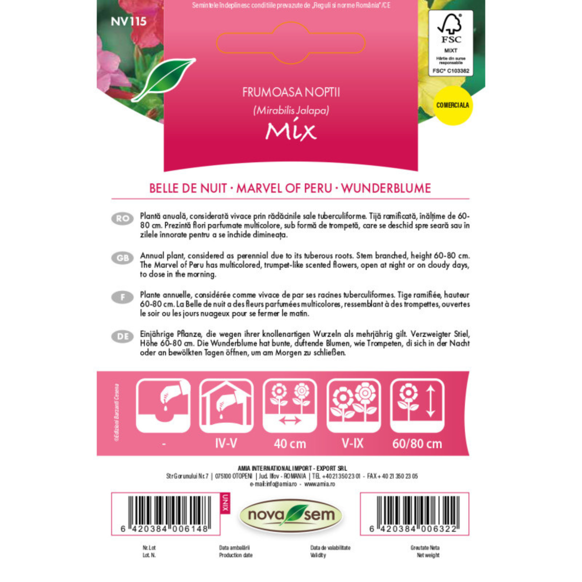 Seminte de flori frumoasa noptii amestec Novasem, 2,5 g [1]