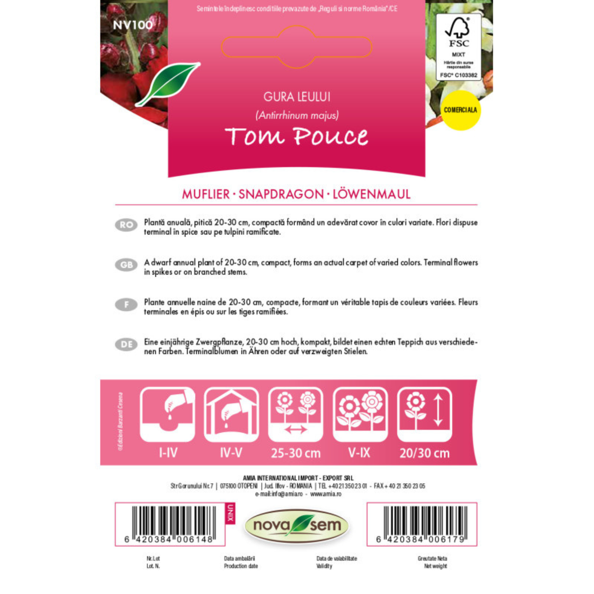 Seminte de flori gura leului amestec Novasem, 0,3 g [1]