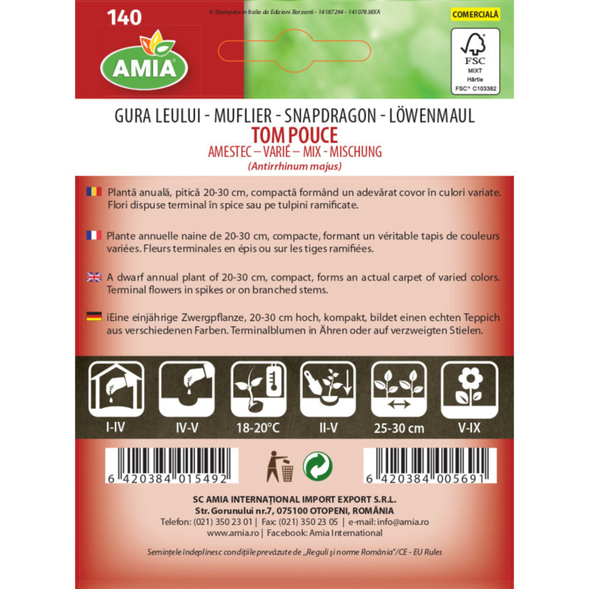 Seminte de flori gura leului Tom Pouce amestec 0,5 g [1]