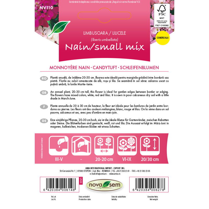 Seminte de flori Limbusoara/Lilicele pitice amestec Novasem, 0,75 g [1]
