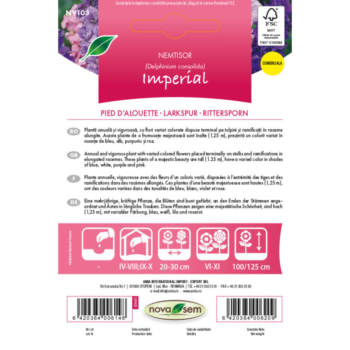 Seminte de flori Nemtisor amestec Novasem, 0,4 g [1]