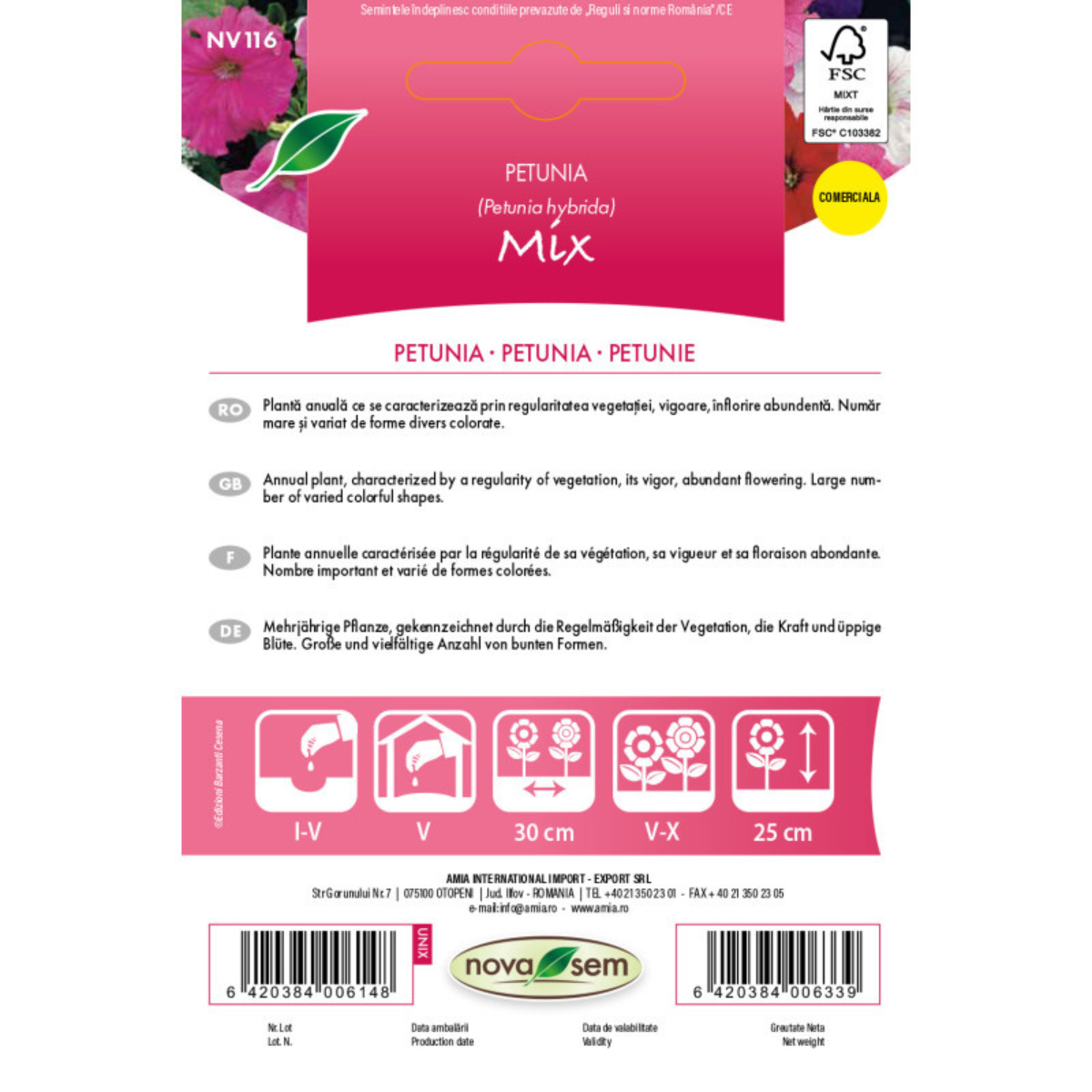 Seminte de flori Petunia amestec Novasem, 0,1 g [1]