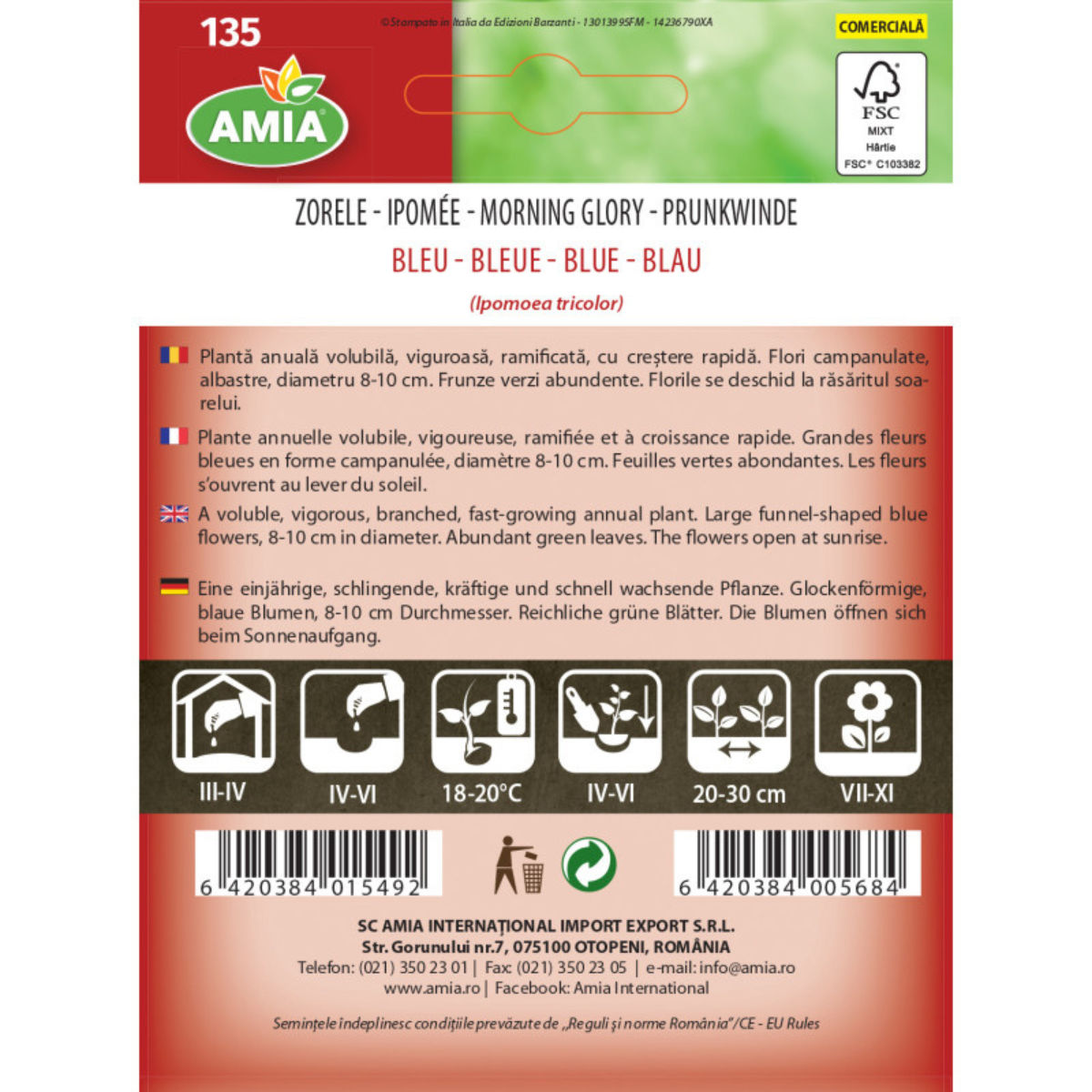 Seminte de flori Zorele bleu, 3 g [1]