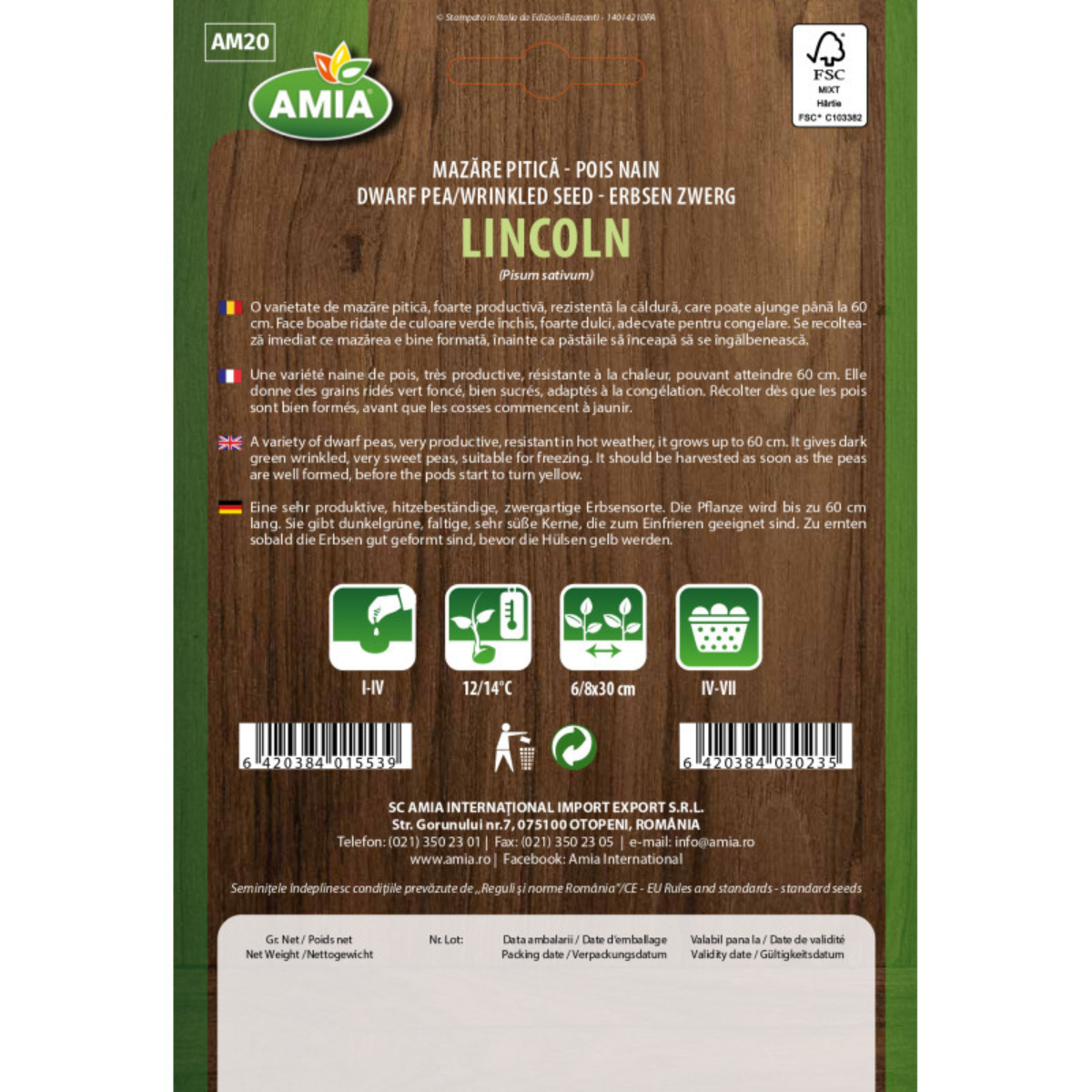 Seminte de mazare Amia Lincoln, 50 g [1]