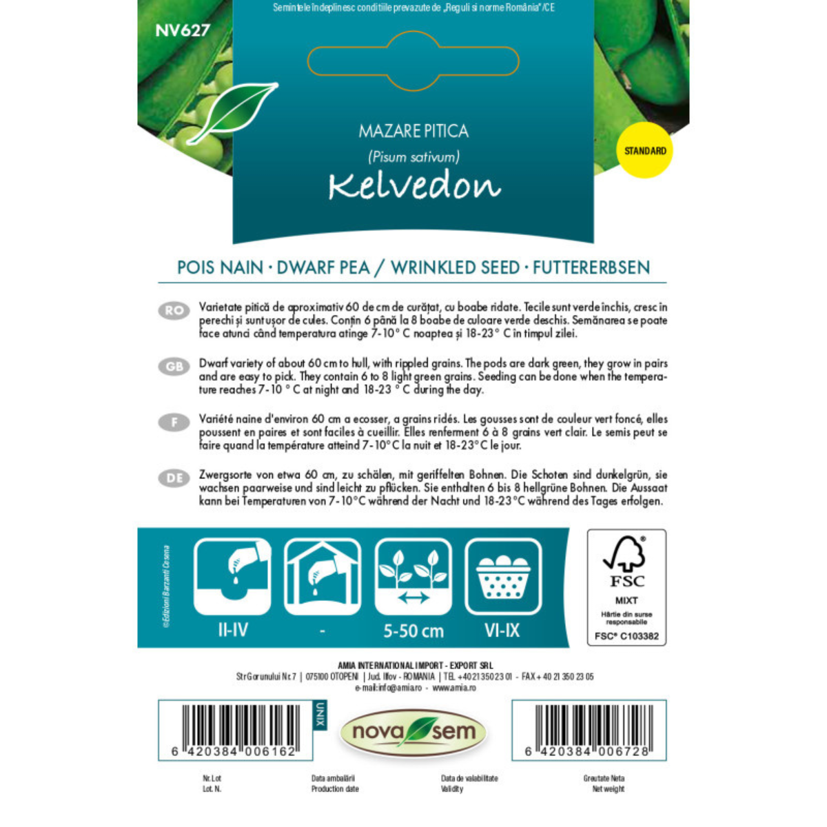 Seminte de mazare Kelvedon Wonder Novasem, 7 g [1]