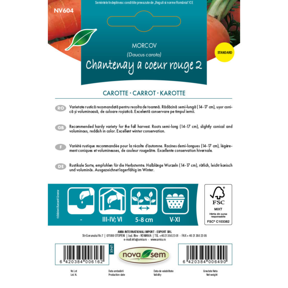 Seminte de morcov Chantenay a Coeur rouge 2 Novasem, 2 g [1]