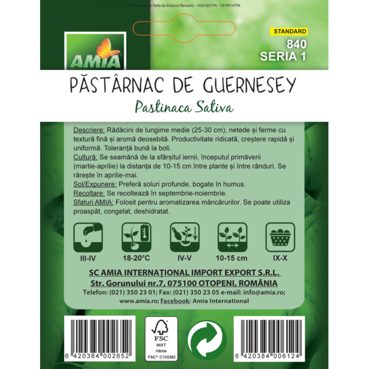 Seminte de pastarnac de Guernesey Amia, 3 g [1]
