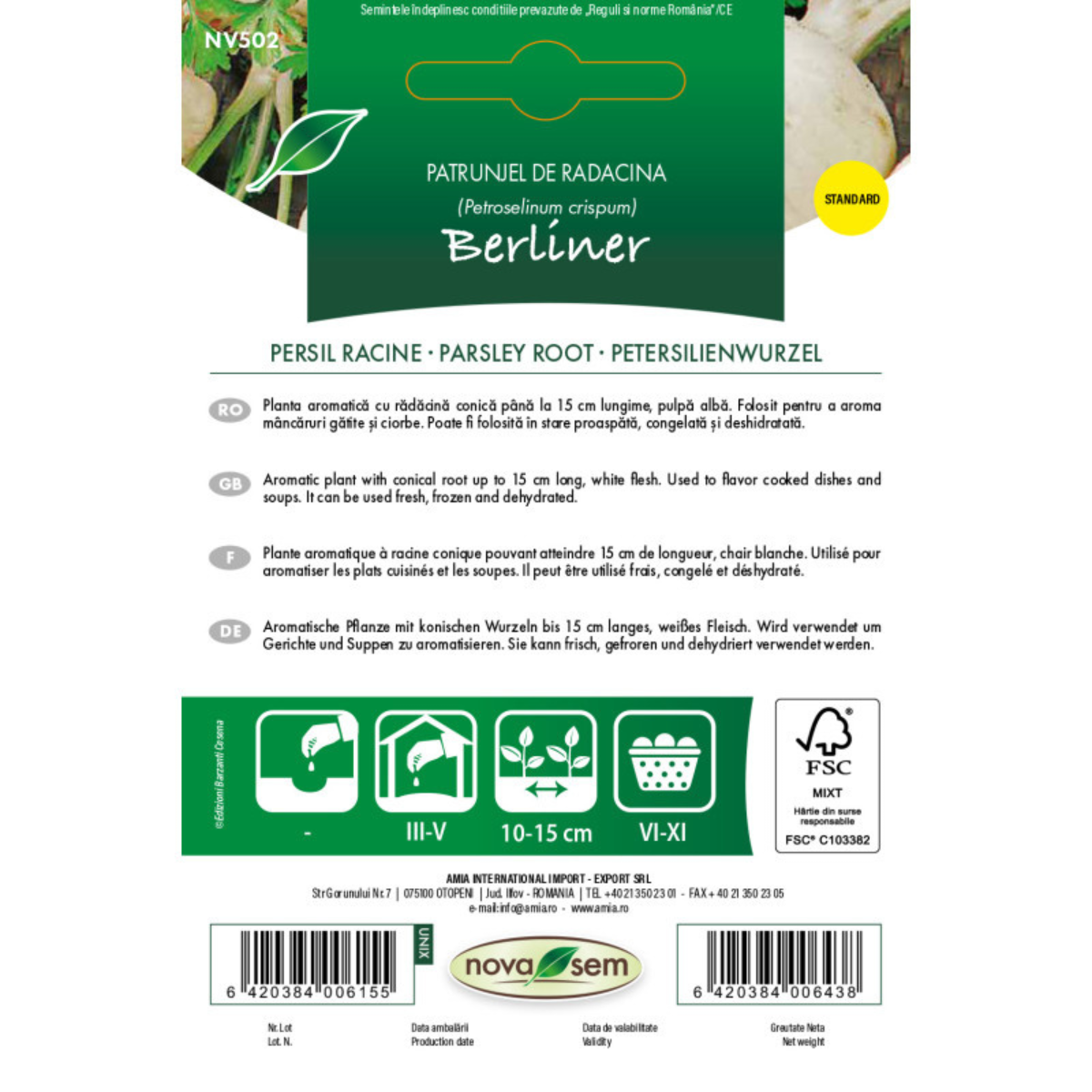 Seminte de patrunjel de radacina Berliner Novasem, 3 g [1]