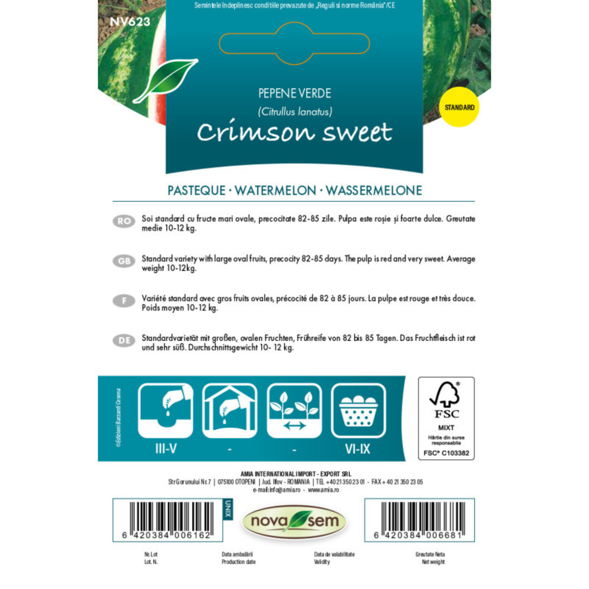 Seminte de pepene verde Crimson Sweet Novasem, 1 g [1]