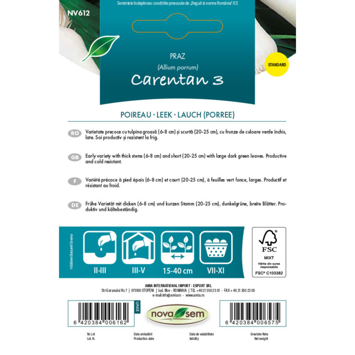 Seminte de praz Carentan 3 Novasem, 0,7 g [1]