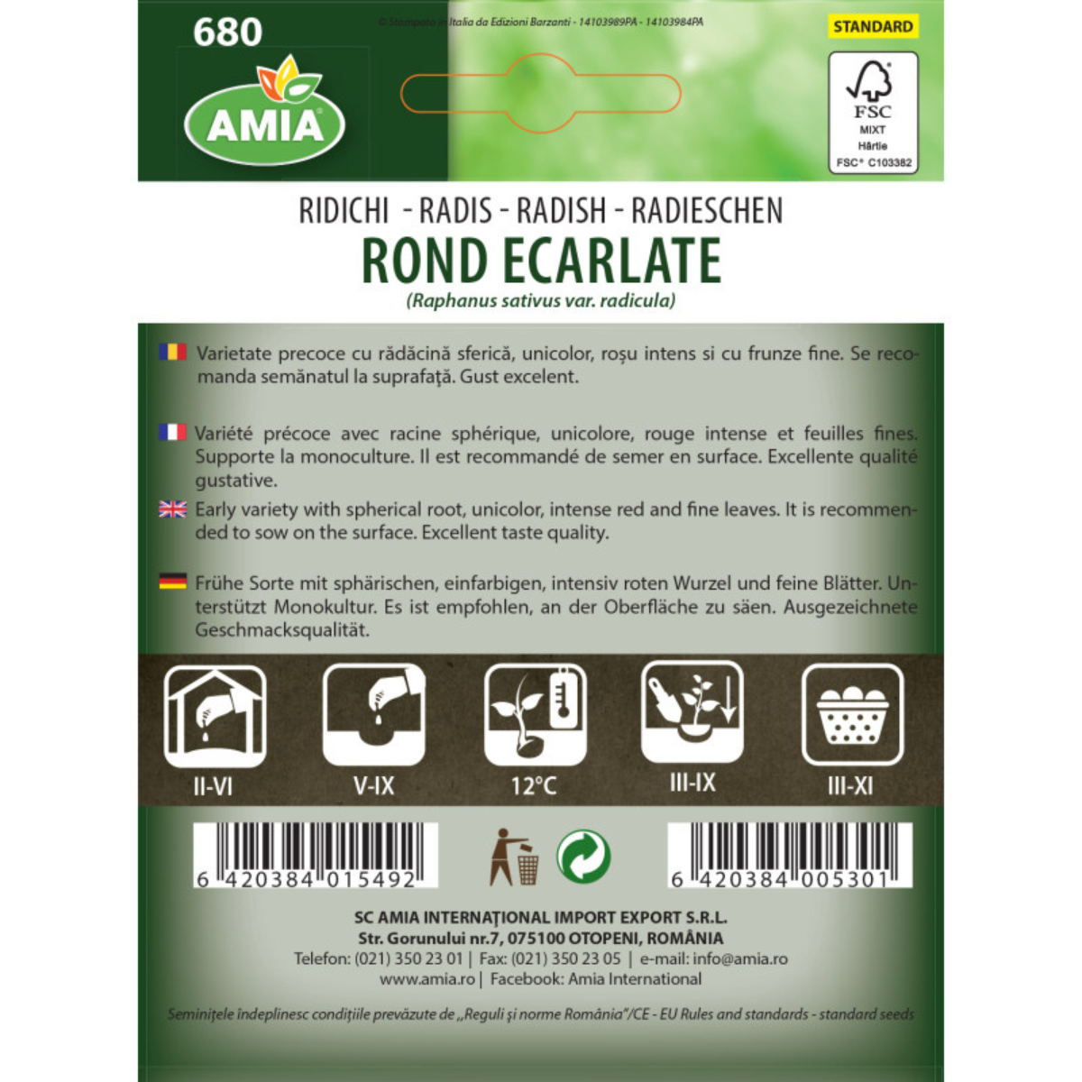 Seminte de ridichi Amia Rond Ecarlate 7 g [1]
