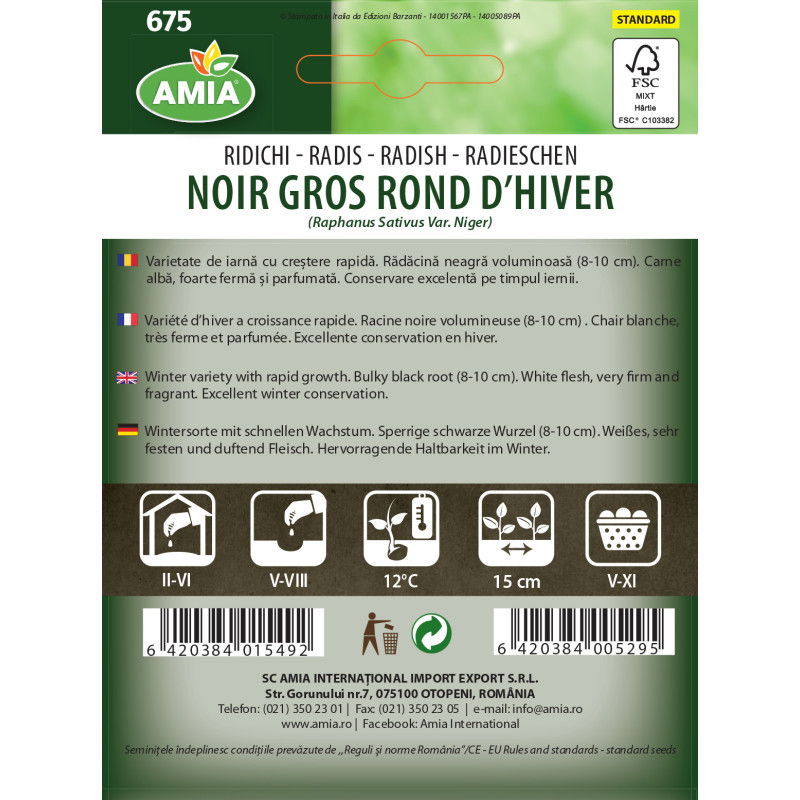 Seminte de ridichi negre Amia Noir gros Rond D'hiver 7 g [1]