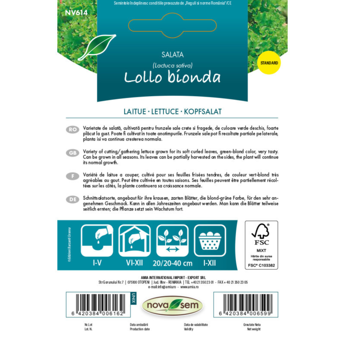 Seminte de salata Lollo Bionda Novasem, 0,5 g [1]