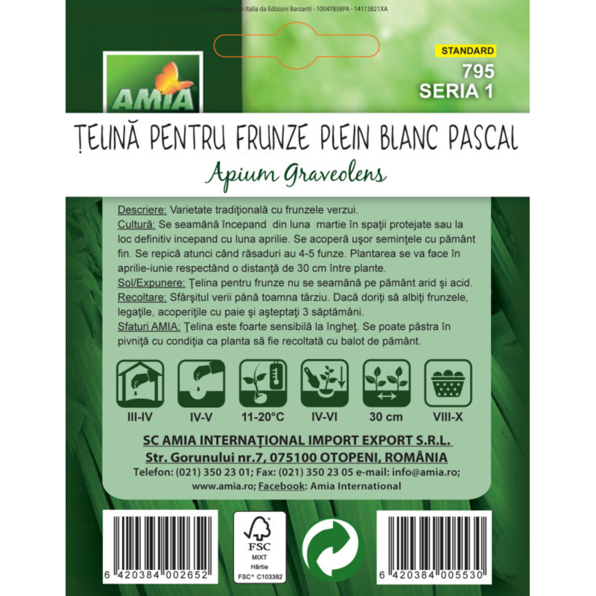 Seminte de telina pentru frunze Blanc Pascal Amia, 3 g [1]