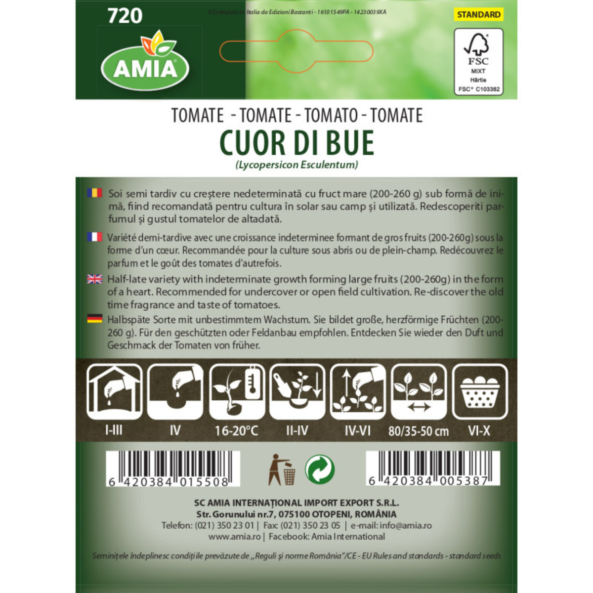 Seminte de tomate Cuor di bue Amia, 1 g [1]