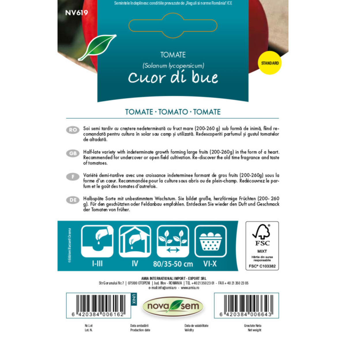 Seminte de tomate Inima de Bou Novasem, 0,35 g [1]