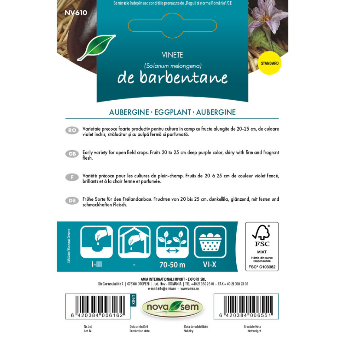 Seminte de vinete Barbentane Novasem, 0,8 g [1]